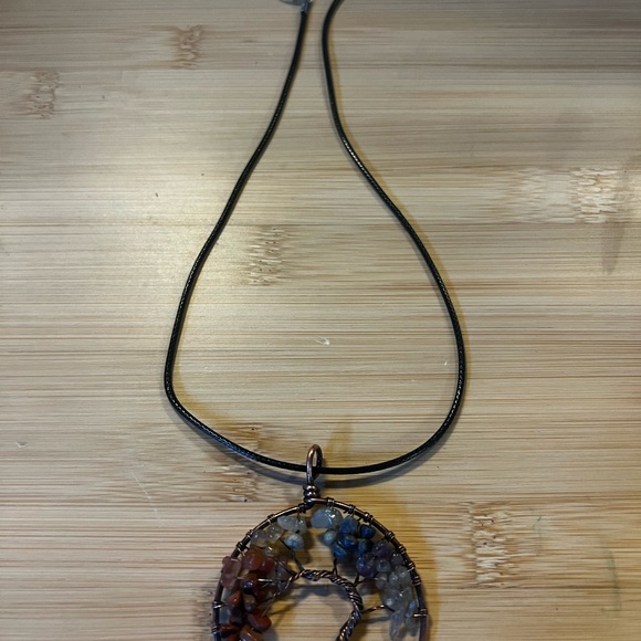 Handmade Tree of Life Multicolor Gemstone Pendant Necklace - Picture 2 of 2